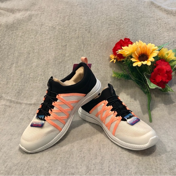NWT - Skechers Black, Peach, & White Comfort Sneakers - Picture 2 of 16